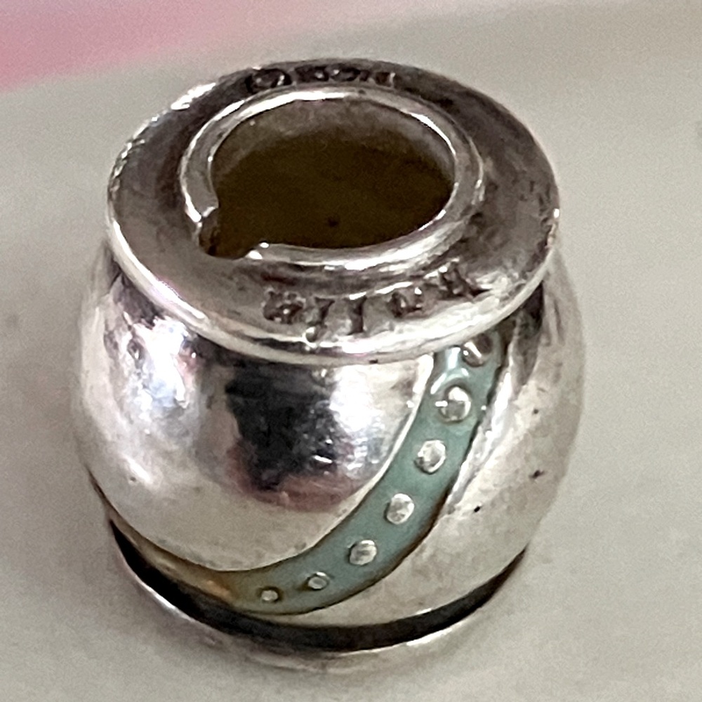 Retired Halia sterling silver charm with enamel and rhinestones